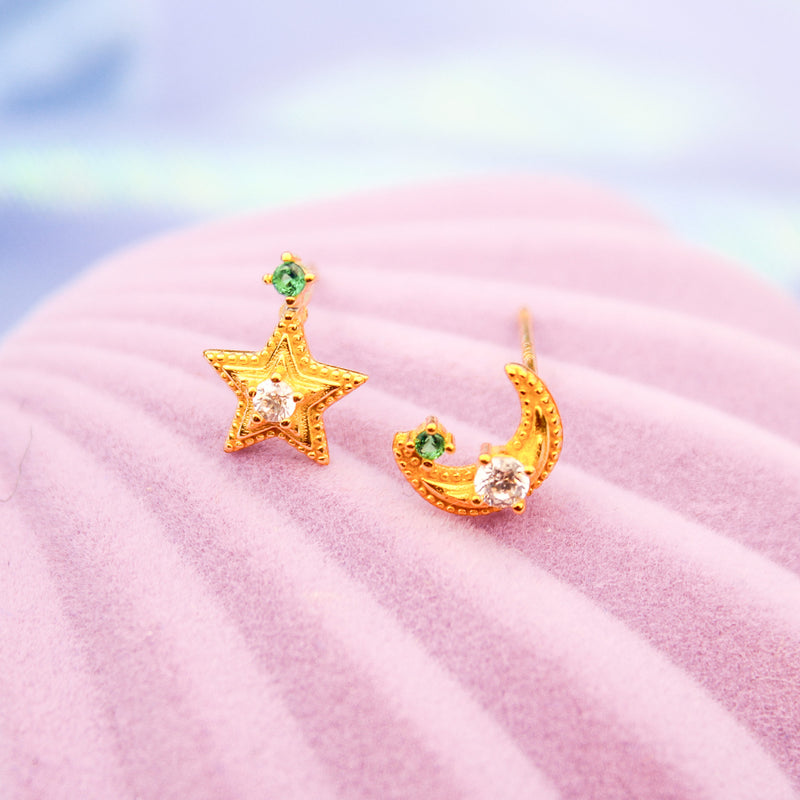 Moon & Star Studs